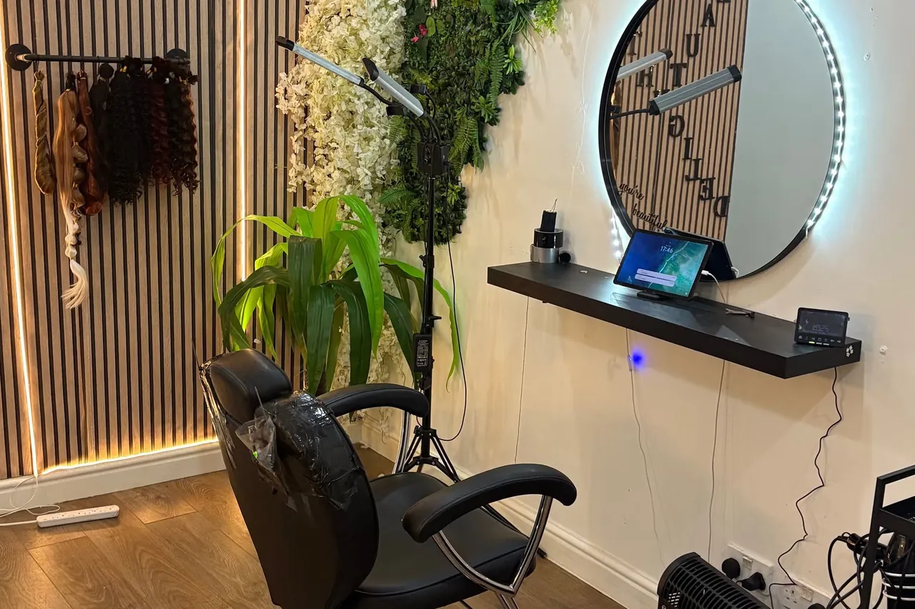 The Delight Beauty Hub training studio, set up with a styling chair and mirror